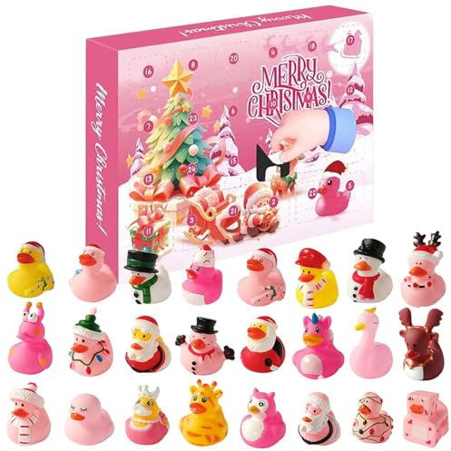 Countdown-Kalender Ente - Weihnachts-Adventskalender 2024 | Miniatur- -Sammelfiguren, perfekt für den Countdown der Feiertage, Haushaltsornamente
