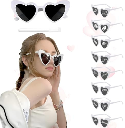 Fosoloni Occhiali da sole a forma di cuore, fai da te con penna, occhiali da sole da donna, per addio al celibato, compleanni, feste, Halloween, Natale