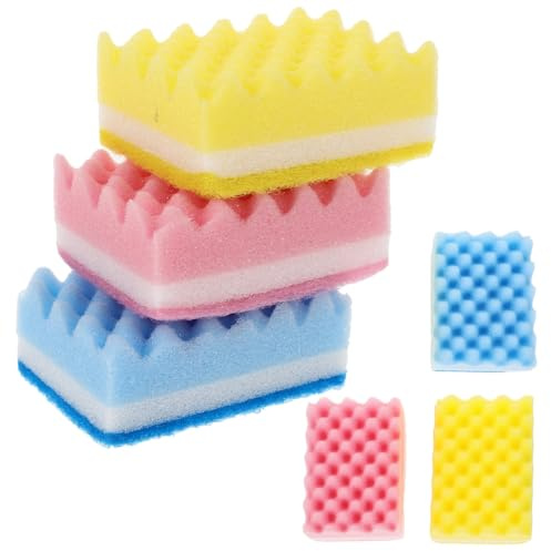 6 Piezas Esponjas Multiusos Antirayaduras de Limpieza y Cocina Coche | Superficie Ondulada, Secado Rápido y Control de Olores, Color Verde, Uso Práctico en Fregado Diario Color Aleatorio