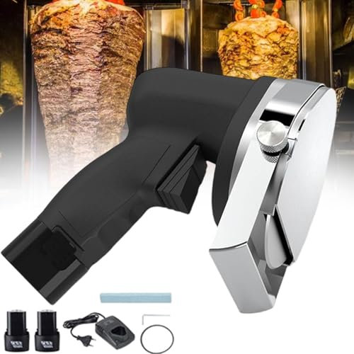 JODAIS Automatic Shawarma Doner Kebab Slicer, Cordless Electric Barbecue Knife, Electric Barbecue Meat Slicer, Rechargeable Hand held Barbecue Slicer for Cutting Turkish Kebab Lamb