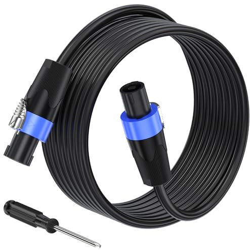 Jumwa 10M Cavo Speakon per Altoparlanti 15AWG con Twist Lock per DJ/PA/Amplificatori Heavy Duty Audio, M-M