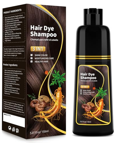 Dark Brown Hair Dye Shampoo - Natural Nutrition for Gray Hair Coverage, 3 in 1 Shampoo for women, Semi Permanent Hair Color for Instant, Lasts 30 Days/Natural herbal Ingredients, 150 ML/5.07 OZ