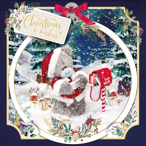 Me to You Tatty Teddy - Biglietto di Natale 3D con targa a forma di palla di Natale, con scritta Tatty Teddy con posta, collezione ufficiale, 15,2 x 15,2 cm