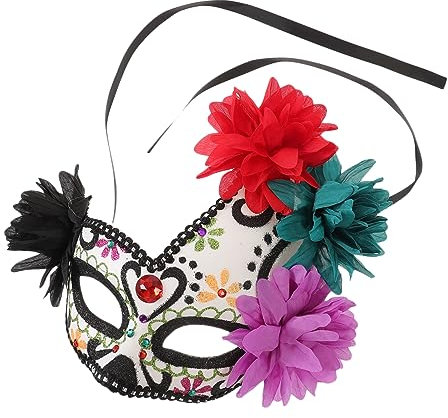 ANDRESLAD Half-face Day of The Dead Maske Mit Blumenmotiven Für Halloween Und Karneval Langlebige Kreative Verkleidung Für Kostümpartys Und Cosplay