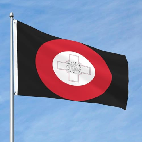 Rotondo Di Malta Bandiera Da Cortile Durevole Bandiera Pirati Banner Per Patio Interni Esterni 90X150Cm