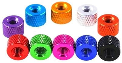 1-10 Stück Aluminium Rändelmutter M2 M2.5 M3 M3.5 M4 Rund Durchgangsloch Handfest Mutter Eloxiert(Silver,M2.5 (1pcs))