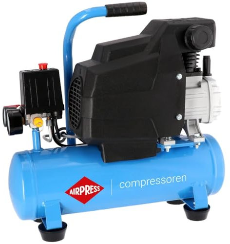 AIRPRESS Compresor de aire H 185-6 8 bar 1.5 CV 82.3 l/min 6 Lts. Compresor de aire pequeño con aceite - Compresor doméstico movil