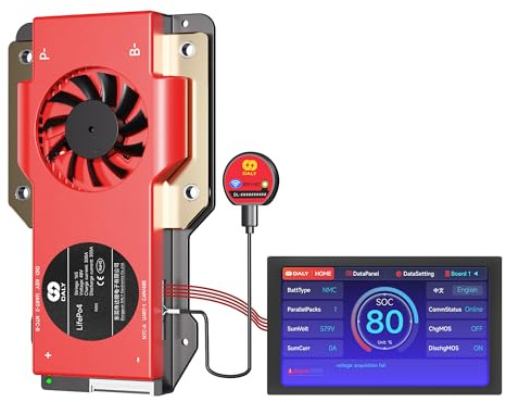 DALY BMS 48V 16S 300A Display – Smart BMS mit 4,3 Zoll LCD Touchscreen, WiFi Bluetooth Modul, unterstützt RS485 CAN für 48V LiFePO4 Energiespeicherung für Privathaushalte Elektro Gabelstapler
