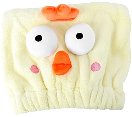 SAFIGLE Saugfähige Korallenfleece Hair Dryer Cap Mit Niedlichem Cartoon-design Schnell Trocknender Haarturban in Gelb Weiches Leichtes Badetuch Für Haartypen Für Zuhause Reise Und Spa