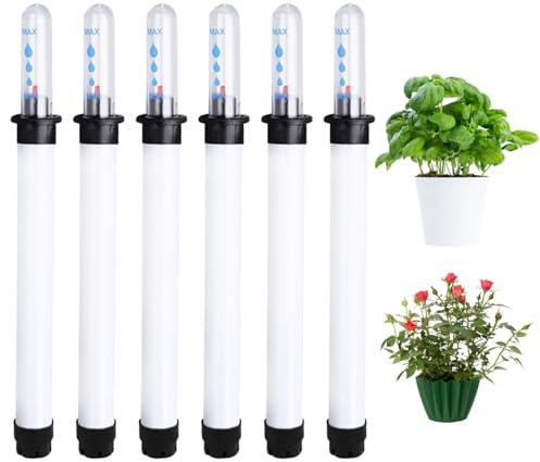 HORREX 6 Pezzi Irrigazione Vasi Igrometro per Piante Consigli Idroponica Interno, Contatore Acqua Plastica, Sensore umidità Terreno 22,8 cm per Vaso da Fiori Campo Promemoria Carenza d'Acqua