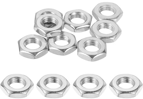 QUARKZMAN M10x1,25mm Sechskantmuttern 12 Stück 304 Edelstahl metrische | Feingewinde-Sechskantmuttern Befestigungselemente für Maschinenbau Automotive, 17mm / 0,67 Breite 5mm / 0,2 Höhe