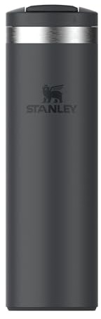 STANLEY 1913 Transit Flip Top Mug 0.47L - Keeps 5 Hours Hot - 8 Hours Cold - Dishwasher Safe - Leakproof - Car Cup Holder Compatible - Insulated Coffee Cup - Black 2.0