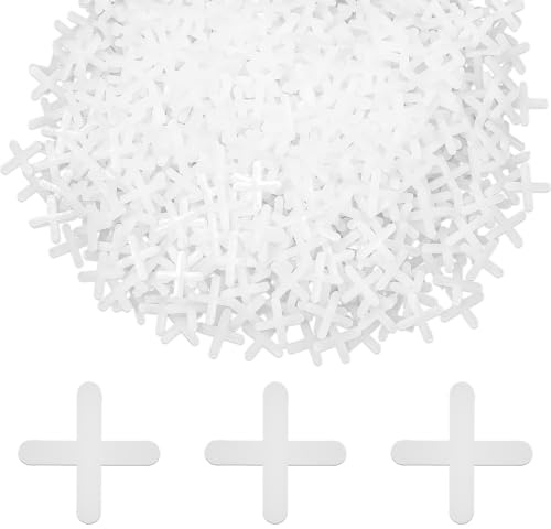 DOPENSPI 1000 pezzi di croci bianche per piastrelle, 3 mm, distanziatori in polipropilene per posizionamento accurato, fughe decorative, piastrelle per piastrelle da parete