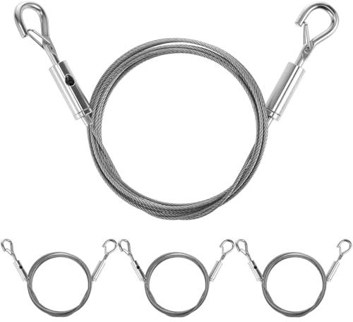 HONITANO Lot de 4 Fils Suspendre en Acier Inoxydable 304 Câble Réglable 15 MM X 2 M Double Crochet Fil Robuste pour Tableaux Miroirs Luminaires et Supports Cadres