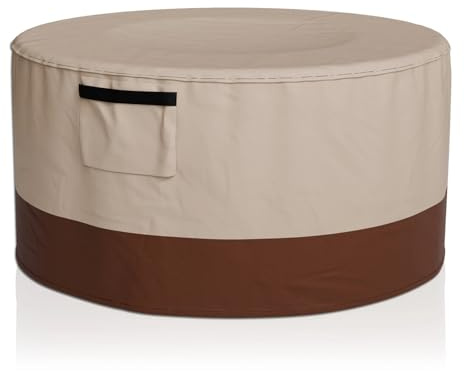 Copertura per Braciere Rotonda Copertura antipolvere for barbecue rotondo pesante da esterno, impermeabile, for braciere patio, antipioggia, protezione solare, copertura for(Beige brown,127X61CM)