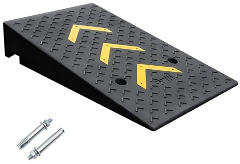 5.5 Inch High Heavy Duty Rubber Loading Ramp with Reflective Stripe, Non-Slip Driveway Curb Ramp for Forklifts Cars Wheelchairs Bikes