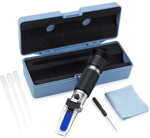 ALLmeter Refractómetro para enología Doble Escala (Brix 0-40%, Alcohol 0-25%) refractómetro para UVA con ATC, para Producto de Vino en casa | Doble Escala