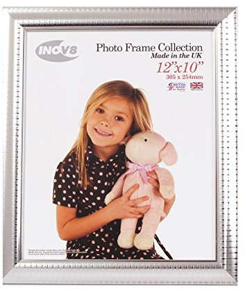 Inov8 British Made Traditional Picture/Photo Frame, 12x10-inch, Ripple Silver