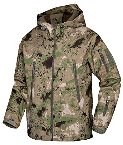Kelmon Uomo Tattico Softshell Giacca Multifunzionale Outdoor Camouflage Militare Pile Fodera Impermeabile Antivento Calda Cappuccio Cappotto