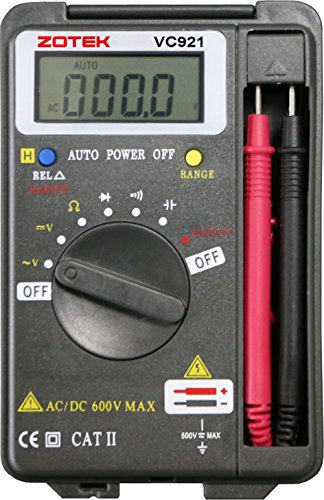 Multimètre numérique, multimètre numérique de poche à balayage automatique Testeur multifonction numérique - Tension DC AC résistance de courant mesure à cristaux liquides rétro-éclairé (VC921)