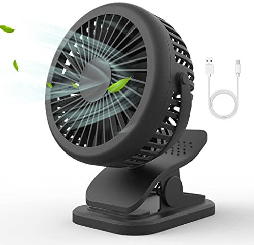 BabyIn Handheld USB Desktop Kids Buggy Clip on Fan Pram Stroller 360 Degree No Dead Angle Rotation Mini Hand Held For 2-6 Hours Supper Long Supply((Black)