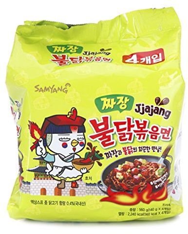 Samyang Jjajang Buldak Bokkum Ramen Pack of 5 Hot Spicy Chicken Flavor Ramen with Black bean