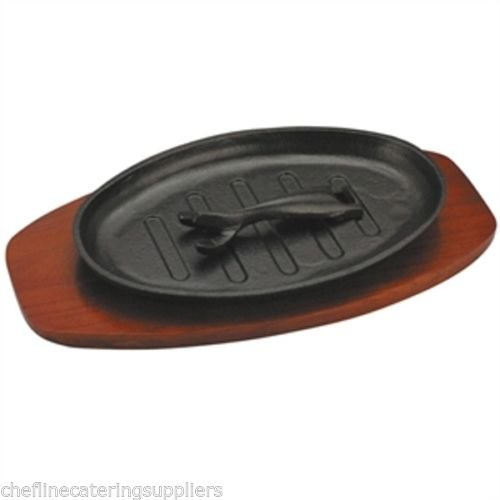 9 x 5 Cast Iron Sizzle Platter for Food, Mixed Grill, Meat, Veg, Pub, Starter