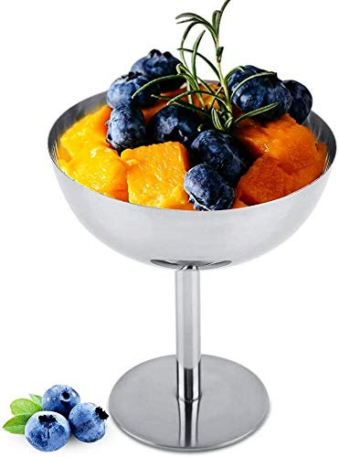 FTVOGUE Copas de helado Plato de, Cuencos y tazones Copas para helado postre Tazones de helado de acero inoxidable para ensalada Pudín de frutas[01]