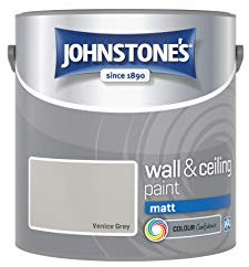 Johnstone's - Wall and Ceiling Paint Matt - Interior Paint - Contemporary Finish - Suitable for Interior Walls and Ceilings - Venice Grey - 2.5 L