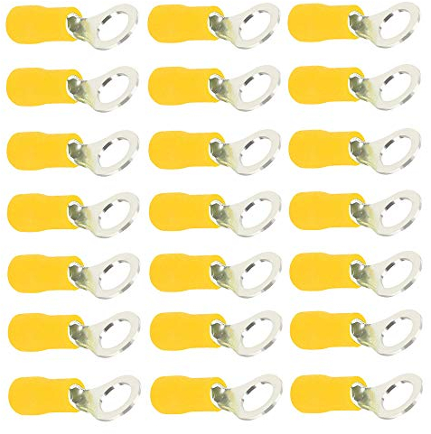 Mintice 100 Gelb M4 Kupfer Kabelschuhe Ring Anschlussklemme 10-12 Ga AWG Crimp Kabel Elektrischer Crimpkabelsatz Drahtklemmen Quetschverbindern Steckverbinder kabelverbinder