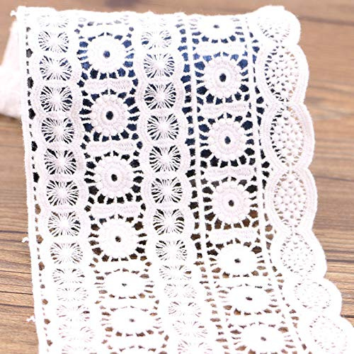 Yulakes 2 Yard 11cm Weiß Baumwolle spitzenband Vintage Häkelband Spitze Borte Häkelspitze Häkel-Borte Spitzenband für Nähen Handwerk Hochzeit Deko Scrapbooking Geschenkbox (Weiß)