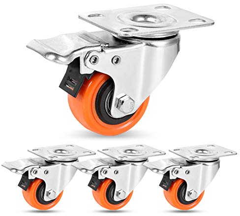 W B D WEIBIDA Rotelle per Mobili 50mm con 4 Freno, Capacità 270kg Ruote Girevoli a 360 Gradi, Abbastanza Commovente e Durevole Ruote per Spostare Mobili Piccole, Tavolini, Tavolo, Armadio, Set di 4