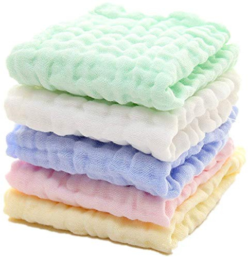 TX Asciugamani per bambini in mussola riutilizzabile cotone biologico naturale, 5 asciugamani extra morbidi,Set di asciugamani