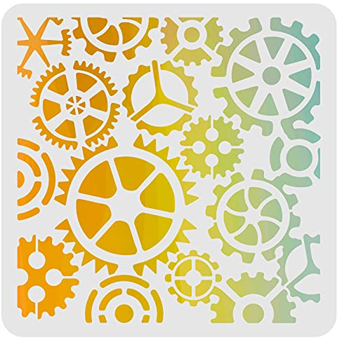 FINGERINSPIRE Getriebeschablonen Vorlage 30x30cm Kunststoff Gang Zeichnung Malerei Stabils Quadratisch Wiederverwendbare Schablonen zum Malen auf Holz, Boden, Wand und Fliesen