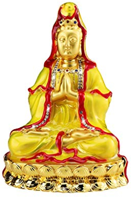 WDBB Buddha Figur Buddha Statue Zinklegierung lackierte Dekor Skulptur Guanyin Bodhisattva Decor Zen Buddha Auto Parfüm Home Crafts 5,51 Zoll Geschenke, die glücklich Machen (Color : B)