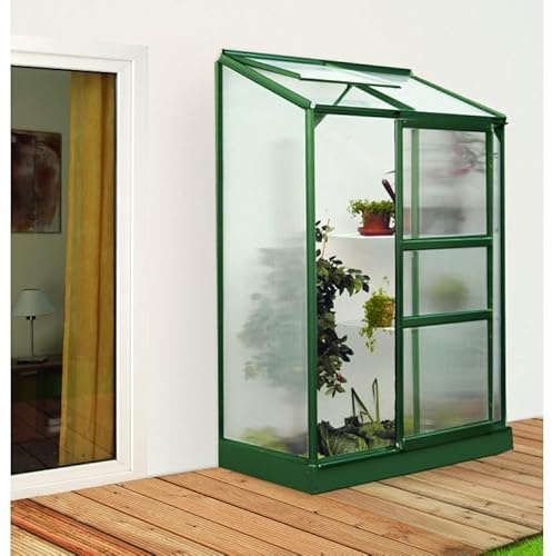 Ezooza Serre addoxe Vitavia Ida 900 en aluminium vert et polycarbonate alvéolaire 4 mm, 69 x 131 H 182 cm Fabriqué en Allemagne