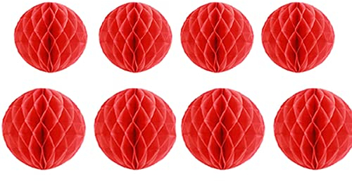 8 Stück Wabenbälle Party-Dekorationen 20.3 cm 25.4 cm Seidenpapier Pompons Blumenkugeln Hängende Papierwabenbälle für Party, Babyparty, Geburtstag, Hochzeit, Kinderzimmer, 25.4 cm, rot)