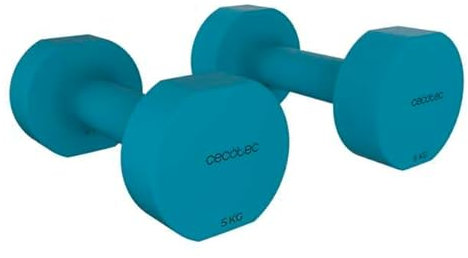 Cecotec Uppsättning av 2 hantlar på 5 kg vardera, Drumfit 500 DoubleNeo, neoprenbeläggning, kompakt design och anti-lager, styrketräning, rörlighet, balans och uthållighetsträning