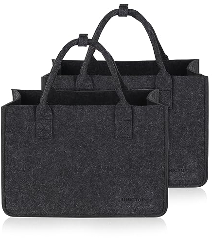 2Stk Filztasche Einkaufskorb,30L große Einkaufs-Tasche Filztaschen Shopping Bag, zweifarbig dunkelgrau/türkis, lange Henkel, Einkaufskorb faltb 5MM Verdickt (dunkelgrau)