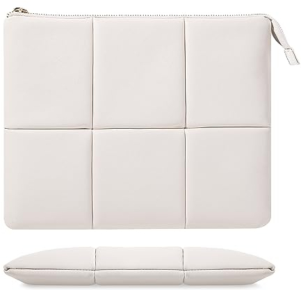 MoKo 9-11 Zoll Tablet Tasche Hülle Kompatibel mit iPad Pro 11 M4 2024, 11 Zoll iPad Air M2 2024, iPad 10th 10,9 2022, Puffy PU Leder Tablet Schutzhülle mit Integriertem Gummiband,Weiss