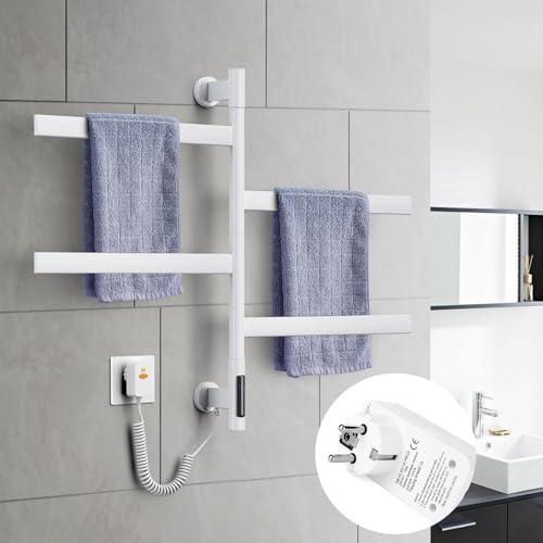 ZOYI Rotazione di 180°, asciuga-asciugamani elettrico, scaldasalviette elettrico, scaldasalviette elettrico, porta asciugamani elettrico, 220 V (bianco-B)