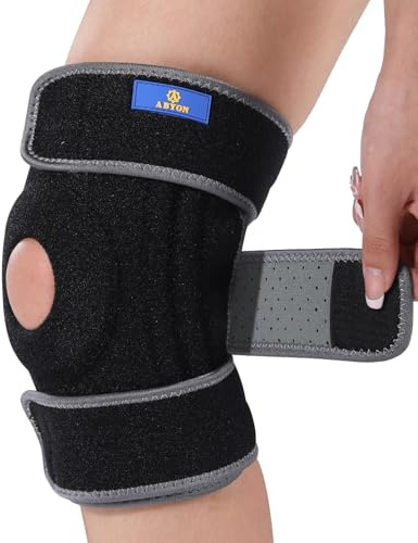 ABYON Rodillera Menisco y Ligamento Ajustable con Estabilizadores Laterales y Almohadillas de Rótula en Gel para Artritis Desgarro de Menisco Tendinitis Correr Unisex 1 Articulo