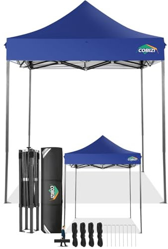 COBIZI Gazebo 2x2 Pieghevole Impermeabile senza Parete Laterale,Gazebo Esterno Resistente,Tende per Gazebo,Tendone Padiglione Pop Up per Feste Campeggio (2 per 2m Blu Scuro)