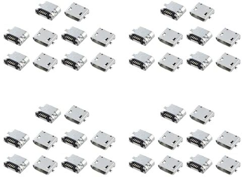 Fegtrty 40 Pcs Pieces de Rechange Type B Micro-USB Connecteur Jack Prise de Port
