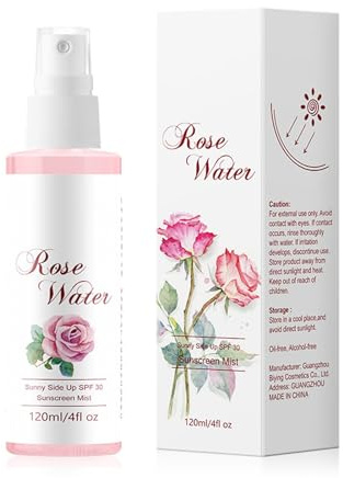 Rose Water Spray for Face, Hydrating Rose Toner Facial and Body Mist with SPF 35 After Sun Moisturizing Spray Refreshing Nourish and Hydrate Dry Skin, Lightweight Rose Spray for Sunburn Relief