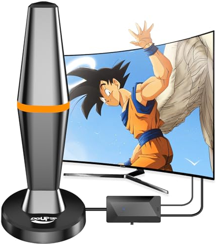 DGUPSP Indoor TV Antenna, DVB-T & DVB-T2 with Amplifier, 360° Reception, 4K 1080p, Blue