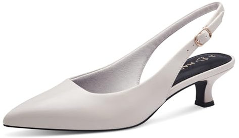 MARCO TOZZI Damen Slingpumps Spitz Kleiner Absatz, Beige (Cream), 38 EU