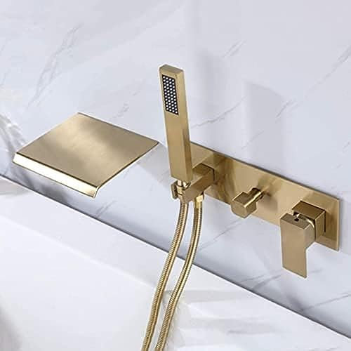 NSTVVEE Wasserfall-Wasserhähne mit Duschmischbatterie-Set für Badewanne, an der Wand montierte Wasserhähne mit Duschkopf und Schlauchset für Badewannenhähne, Schwarz, Schwarz, Duschsystem