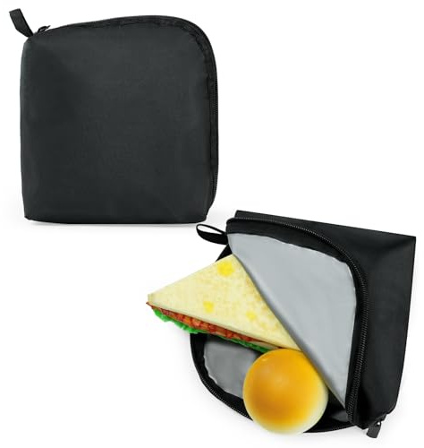 Snack Bags Wiederverwendbare Gefrierbeutel Frühstücksbeutel Lebensmittel Zipper Beutel auslaufsicher Brotbeutel nachhaltig Gemüsebeutel Lunchtasche Lunchbag für Obst Gemüse Sandwich Schwarz