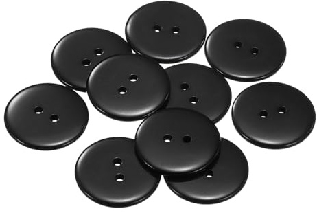 QUARKZMAN 10 Stück Schwarz Knöpfe 25 mm Große Nähknöpfe 2 Löcher Harz Runde Bastelknöpfe Ersatzknöpfe für Mantel Kleidung Jacke Hemden Blazer DIY Handwerk Scrapbooking Dekoration